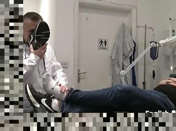 Doctor worships patients sneakers, white socks and huge perfect feet PREVIEW