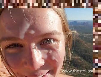 Girl gets caught by climbers while getting a dangerous facial