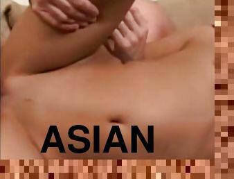 Asian slut begs to get fucked with massive cock in tight pussy