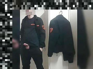 Security Guard , cum at work locker room 