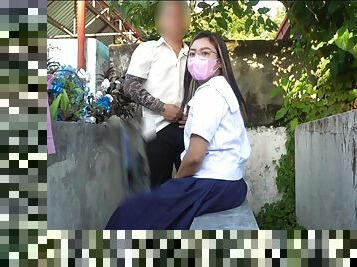 Pinay Student and Pinoy Teacher sex in public cemetery 