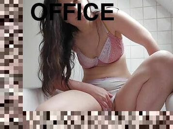Secretary has fun in the office watching porn before her boss arrives