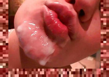 Sperm on teen face. Dirty talk sucker. Absolutely crazy cum lover girl.