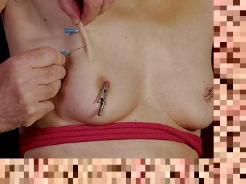 Bitch gets clamped and stung by needles in rough maledom XXX