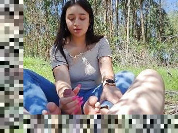 Fucking my mother's friend in a forest outdoor