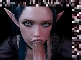 Hot Goth Elf give a blowjob in POV  3D Porn