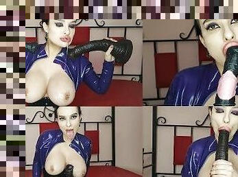 Promo: Sucking 2 huge monster cocks in latex