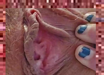 Extreme Close-Up Of My Hairy Blonde Pussy And Clit