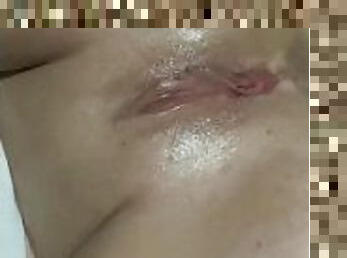 Ovulating, and playing with his creampie he left in me.