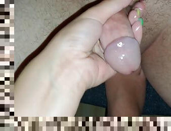 Teen Stepsister Tease My Penis With Lubricant. Pretty Coloured Nails Handjob Till I Cum