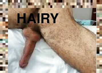 hairy muscle boy humps the bed and pre cum a lot