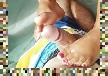 Best footjob of my life with pink nails ????