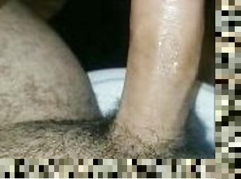 Uncut hairy latino cums inside pocket pussy