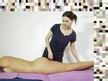 Skilled masseuse treats hot russian virgin roberta berti with massage