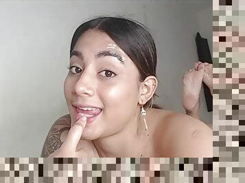 Cum on face close up blowjob of cute latina IP