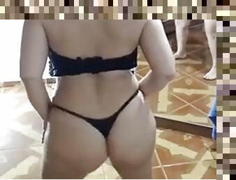 Amateur home video, striptease, transparent miniskirt, black top and panties