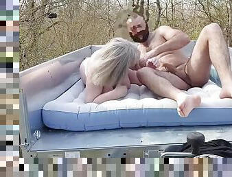 MATURE PUBLIC PORN: OUTDOOR ANAL SEX AND CUM SWALLOW FOR GRANDMA 1 1 of 2