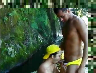 Blowjob in the jungle from a Latin hottie