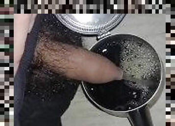 Hairy dick guy peeing on coffe i m going to drink