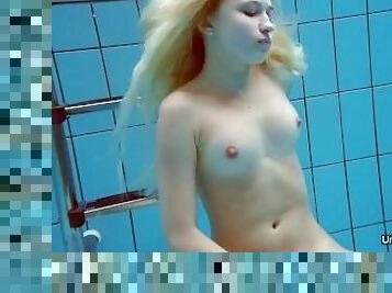 Petite teen Milana Voda endures the free naked swimming