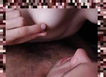 masturbacija, dojke, orgazam, amaterski, tanki, bijeli, pušenje-sucking