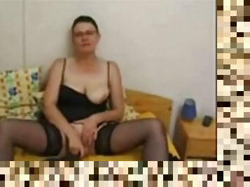 Check my milf amateur granny in black stockings play