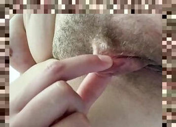 Tugging on my big clit feels amazing