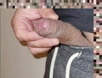 Small uncircumcised dick, foreskin and pre-cum play, feels so good