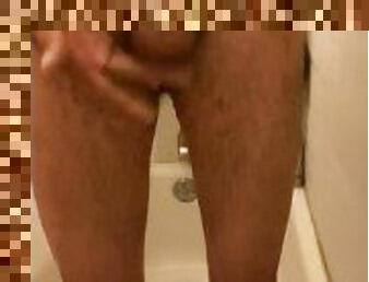 DILF Back Again Being Sneaky In The Shower While Family In Other Room!!! ???? Watch The Cum Flow!!! ????