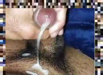 young latino in the shower masturbating and touching his dark body