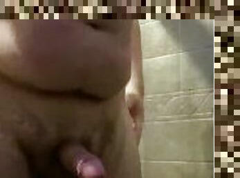 baignade, grosse, masturbation, amateur, ejaculation-sur-le-corps, belle-femme-ronde, ejaculation, douche, solo, bite