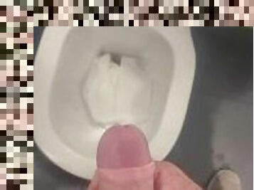 Quick stop in public toilet for a piss with my hard cock