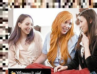 MOMMY'S GIRL - MILF Lauren Phillips Fingers Teens Lily Larimar & Her Bestie While Making A Puzzle