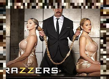 BRAZZERS - Bound By Their Braided Hair, Blondies Kayley Gunner & Savannah Bond Share Charles' Dick