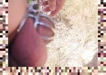 VERY RISKY!!! Chastity cage dick out Hiking!!! ????