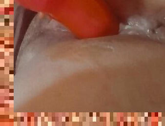 Teen drips cum on dildo