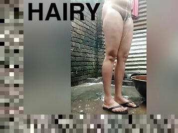 mandi, berambut, vagina-pussy, amatir, seorang-diri