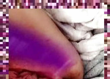 Fking my pussy with a purple dildo (wet sounds)