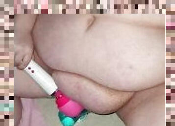 Huge fupa bounces while ssbbw fucked her fat pussy with dildo