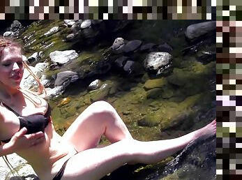 Alexandra takes a break from the swim hole to suck a guy off! - BANG