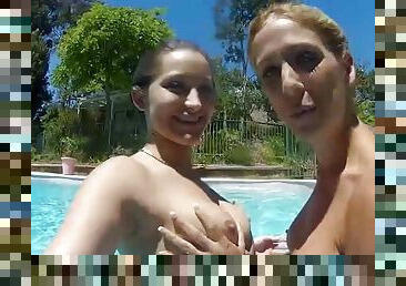 Dani Daniels has fun with horny lesbian in the pool