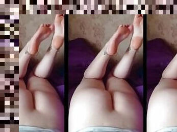 showing legs on the bed, mounted in 3 layers especially for fetishists subscribers)
