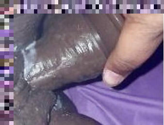 Black pussy solo dildo masturbation