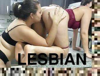 perä, amatööri, anaali, kypsä, lesbo-lesbian, latino, keittiö