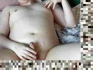 Chubby twink with his new masturbator