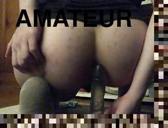 Masturbating with my Clear Dildo  Anal Fuck