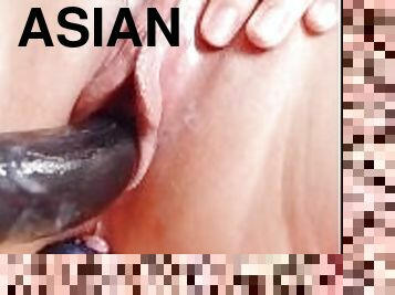 asiatisk, röv, storatuttar, masturbation, orgasm, fitta-pussy, kvinnligt-sprut, fru, leksak, slyna