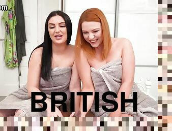CFNM British babes jerk cock in threesome until cum