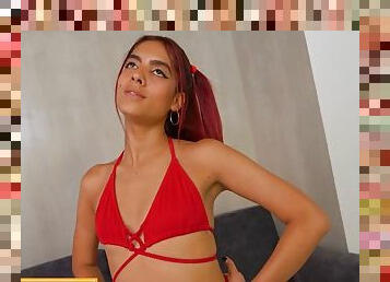 Casting Latina - 18 year old bikini girls pussy totally stretched