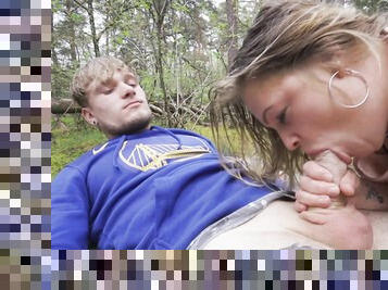 Amateur woman missionary fucked in outdoor after sloppy BJ